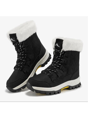 NEW Black Snow Boots Winter Warm Fur Lined Waterproof Non Slip Mid Calf 8